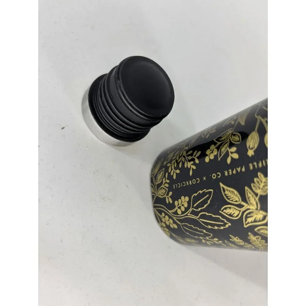 Corkcicle x Rifle Paper Black Gold Floral Queen Ann Canteen 16 Oz